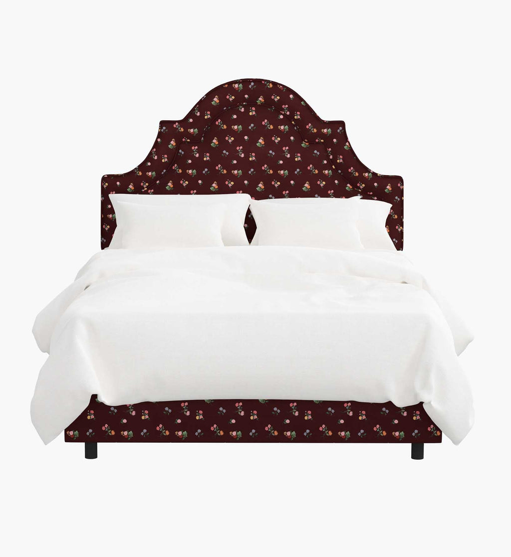 Marion Bed - Ditsy Dahlia Burgundy