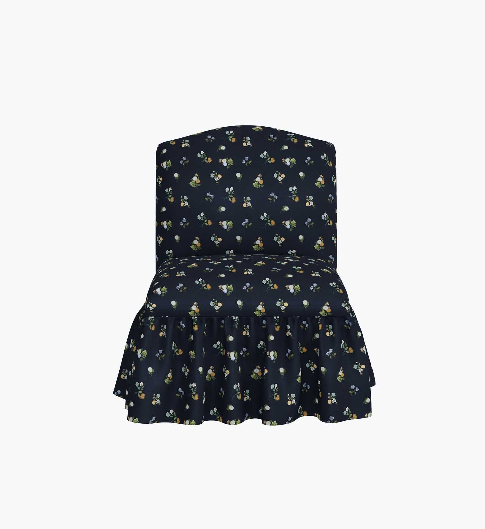 Edie Slipper Chair - Ditsy Dahlia Navy